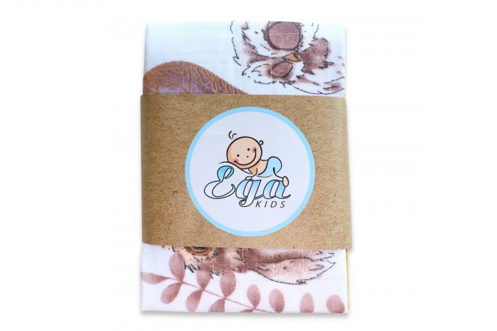 EgaKids Set 5 batistute din bumbac pentru copii 38x38 cm Owl