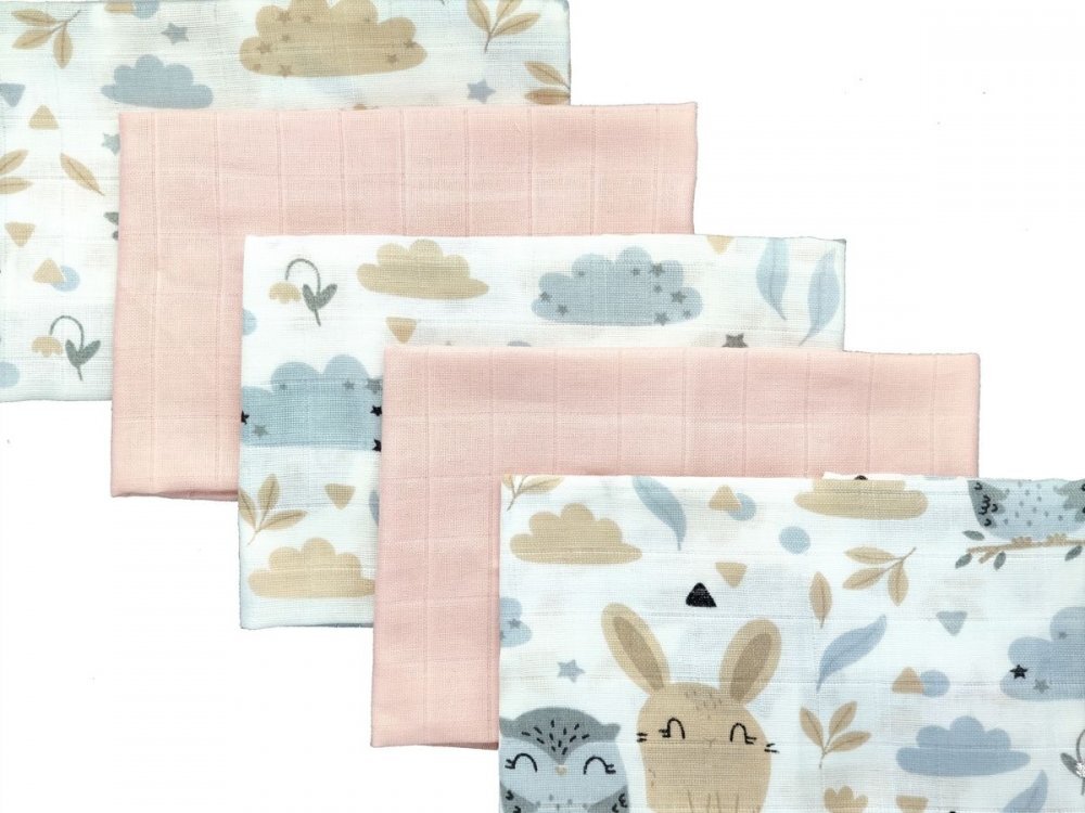 EgaKids Set 5 batistute din bumbac pentru copii 38x38 cm Pastel