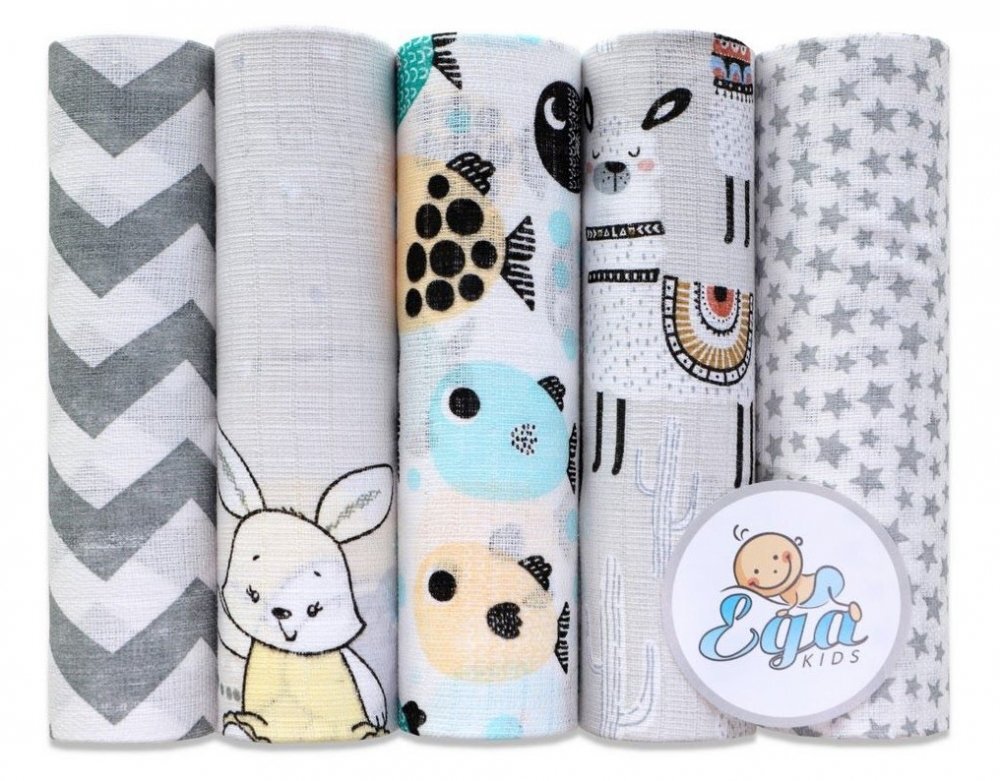 EgaKids Set 5 scutece din muselina 70x80 cm model Grey