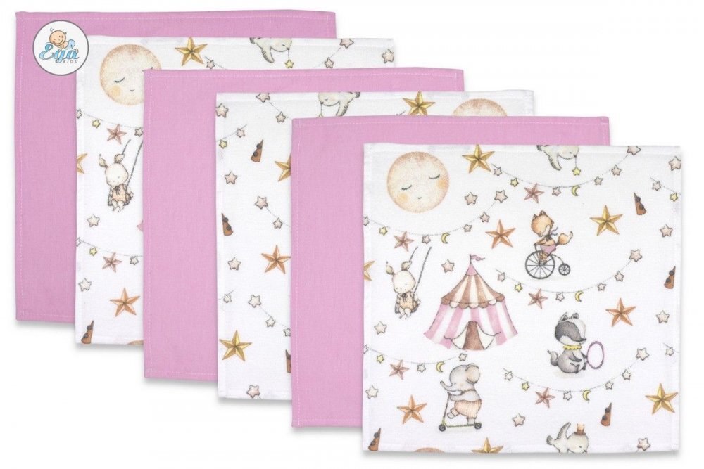EgaKids Set 6 batistute din finet pentru copii 38x38 cm model No4 Pink Circus