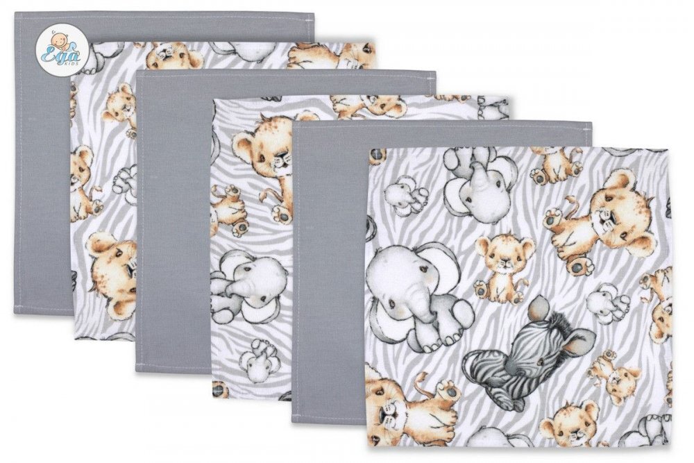 EgaKids Set 6 batistute din finet pentru copii 38x38 cm model No6 Safari Animals