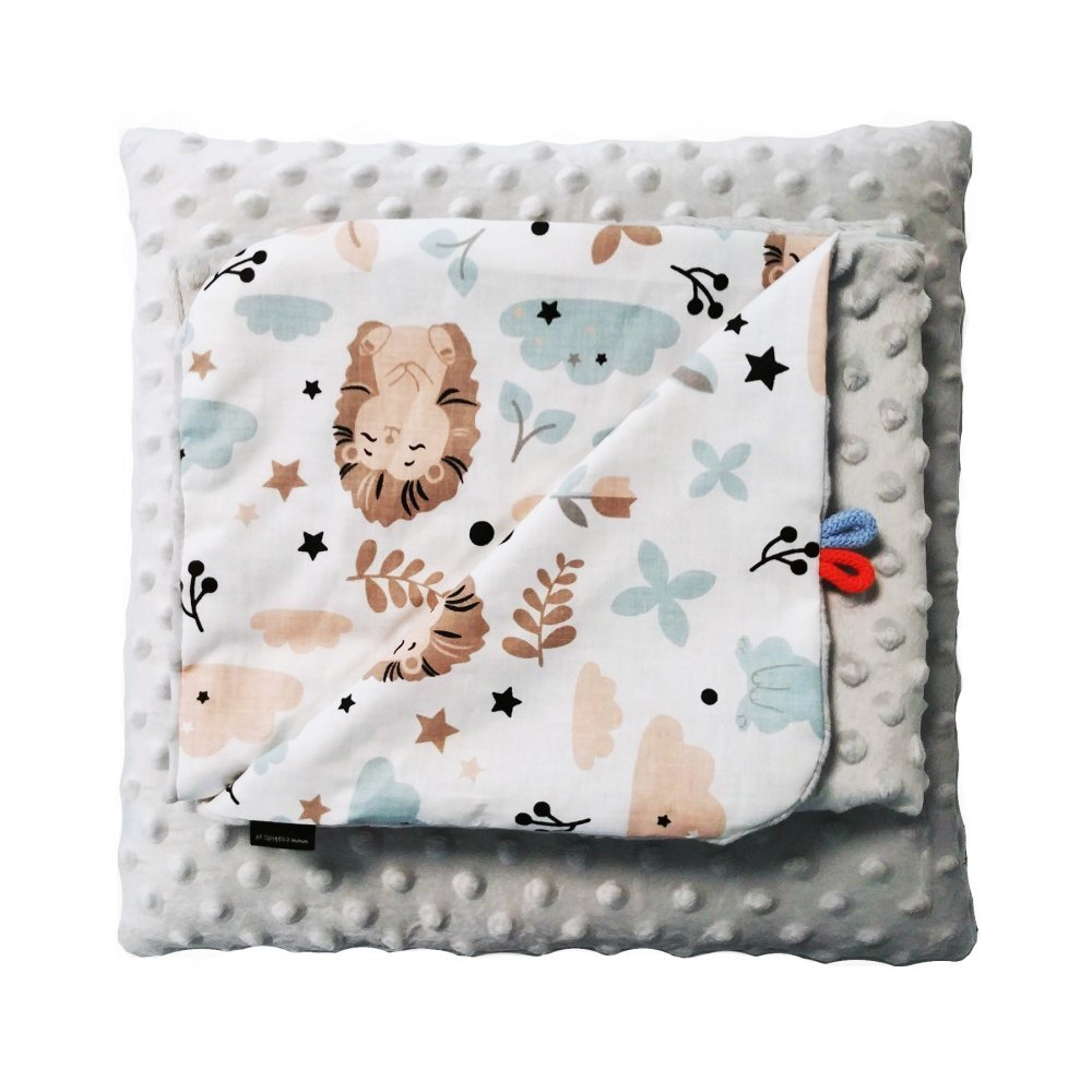 EgaKids Set Paturica si perna Minky pentru copii 580 Arici Gri 75x85 cm