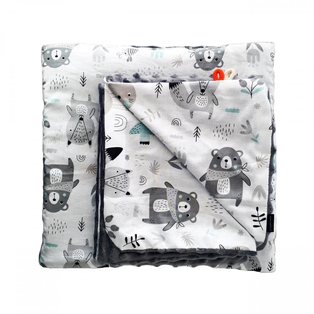 EgaKids Set Paturica si perna Minky pentru copii 580 Vulpe Gri 75x85 cm