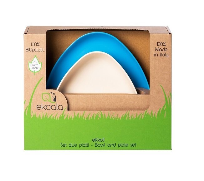 Ekoala Set 2 farfurii BIOplastic WhiteBlue