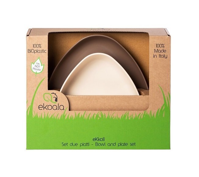 Ekoala Set 2 farfurii BIOplastic WhiteBrown