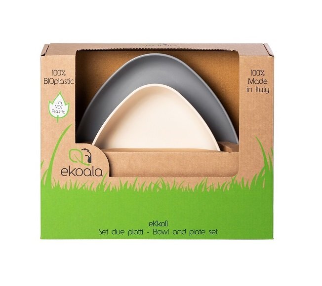 Ekoala Set 2 farfurii BIOplastic WhiteGrey