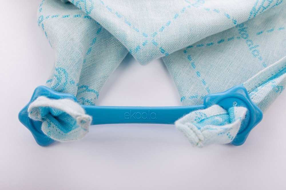 Ekoala Set Swaddle si suport de prindere baveta blue