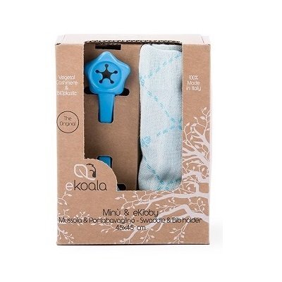 Ekoala Set Swaddle si suport de prindere baveta blue