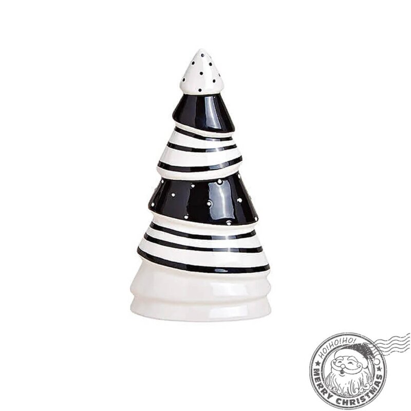 EMA Brad decorativ ceramic alb negru 16 cm