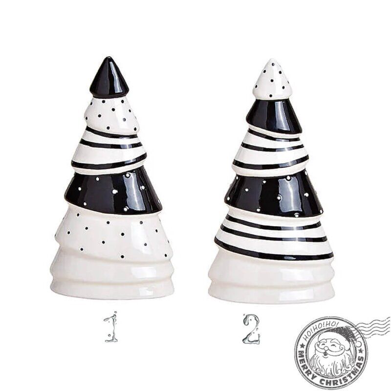 EMA Brad decorativ ceramic alb negru 16 cm