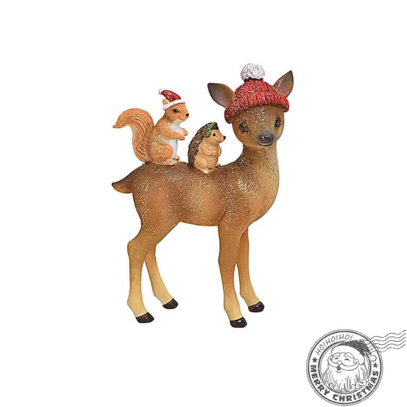 EMA Caprioara cu prieteni decoratiune statueta Craciun 15 cm