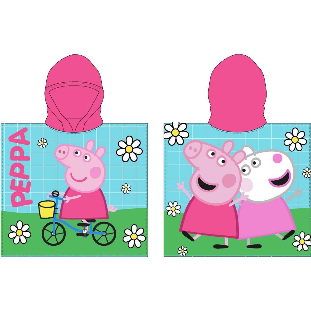 EPLUSM Poncho cu gluga Peppa Pig Bike Ride 55x110 cm EPMPP52461236