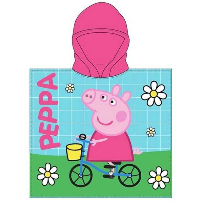 EPLUSM Poncho cu gluga Peppa Pig Bike Ride 55x110 cm EPMPP52461236