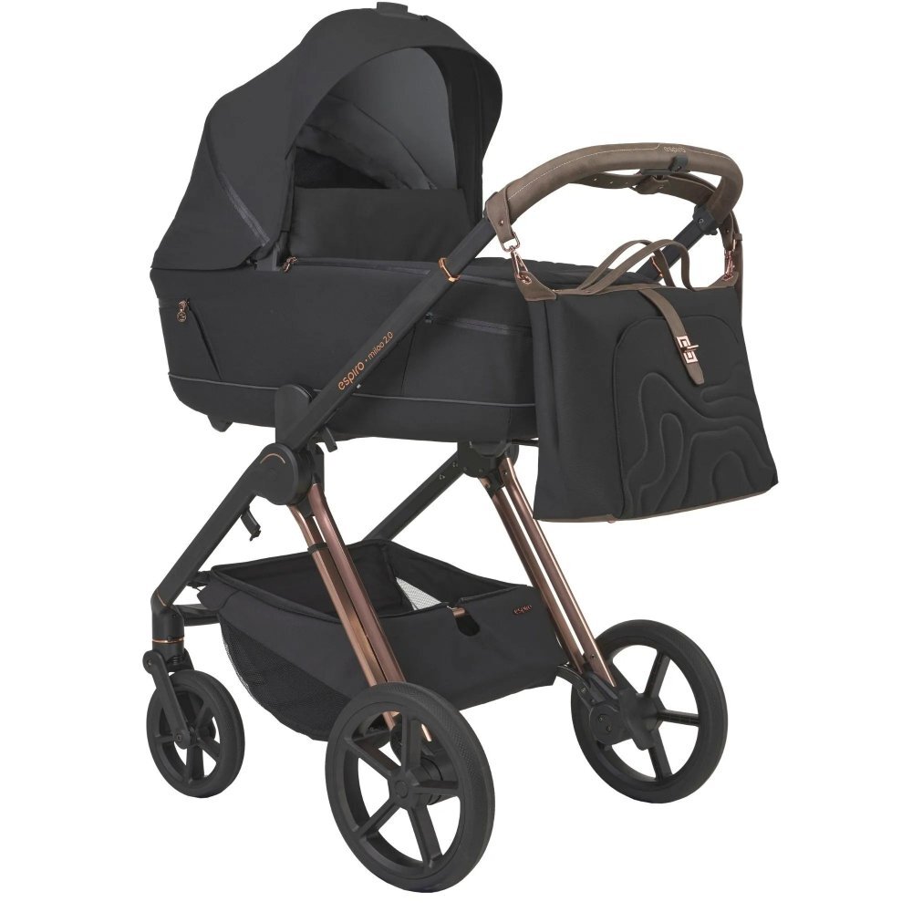 Espiro Carucior 2 in 1 pentru copii Miloo 2.0 Diamond Black cu sezut reversibil suport reglabil pentru picioare bara detasabila greutate admisa 22 kg