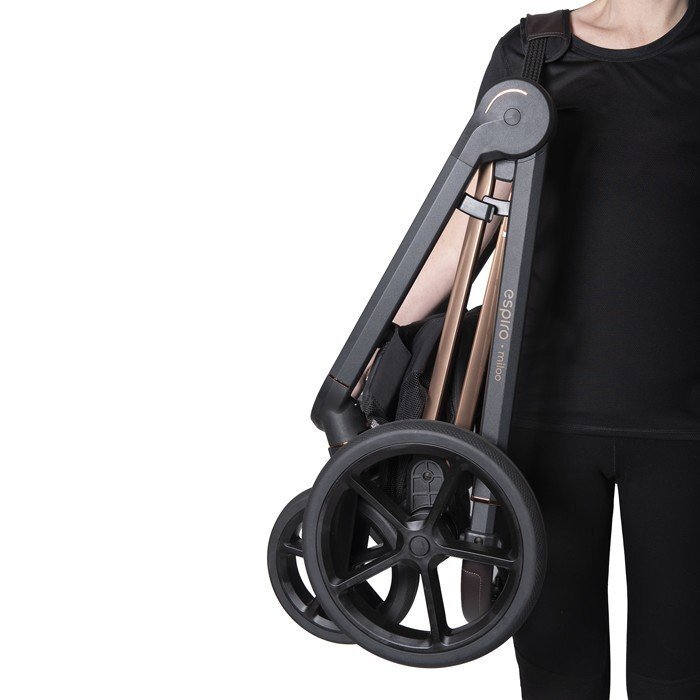 Espiro Carucior 2 in 1 pentru copii Miloo Negru 0-22 kg premium sezut reversibil maner telescopic accesorii incluse