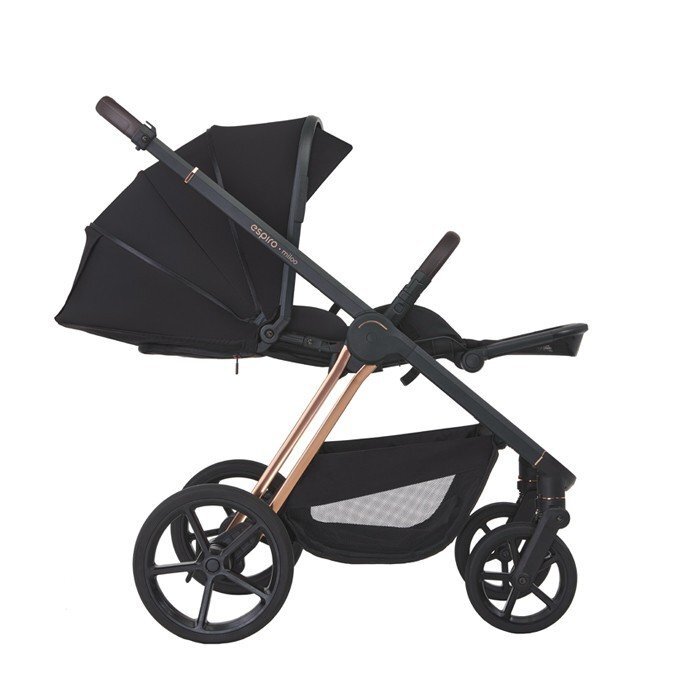 Espiro Carucior 2 in 1 pentru copii Miloo Negru 0-22 kg premium sezut reversibil maner telescopic accesorii incluse