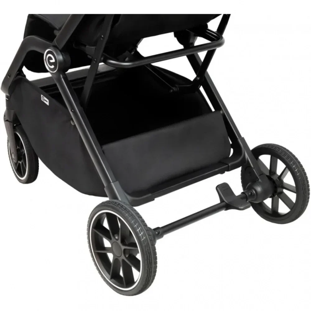 Espiro Carucior pentru copii Else Black 0-22 kg pliabil cu suspensii spatar reglabil suport pentru picioare reglabil si husa pentru picioare