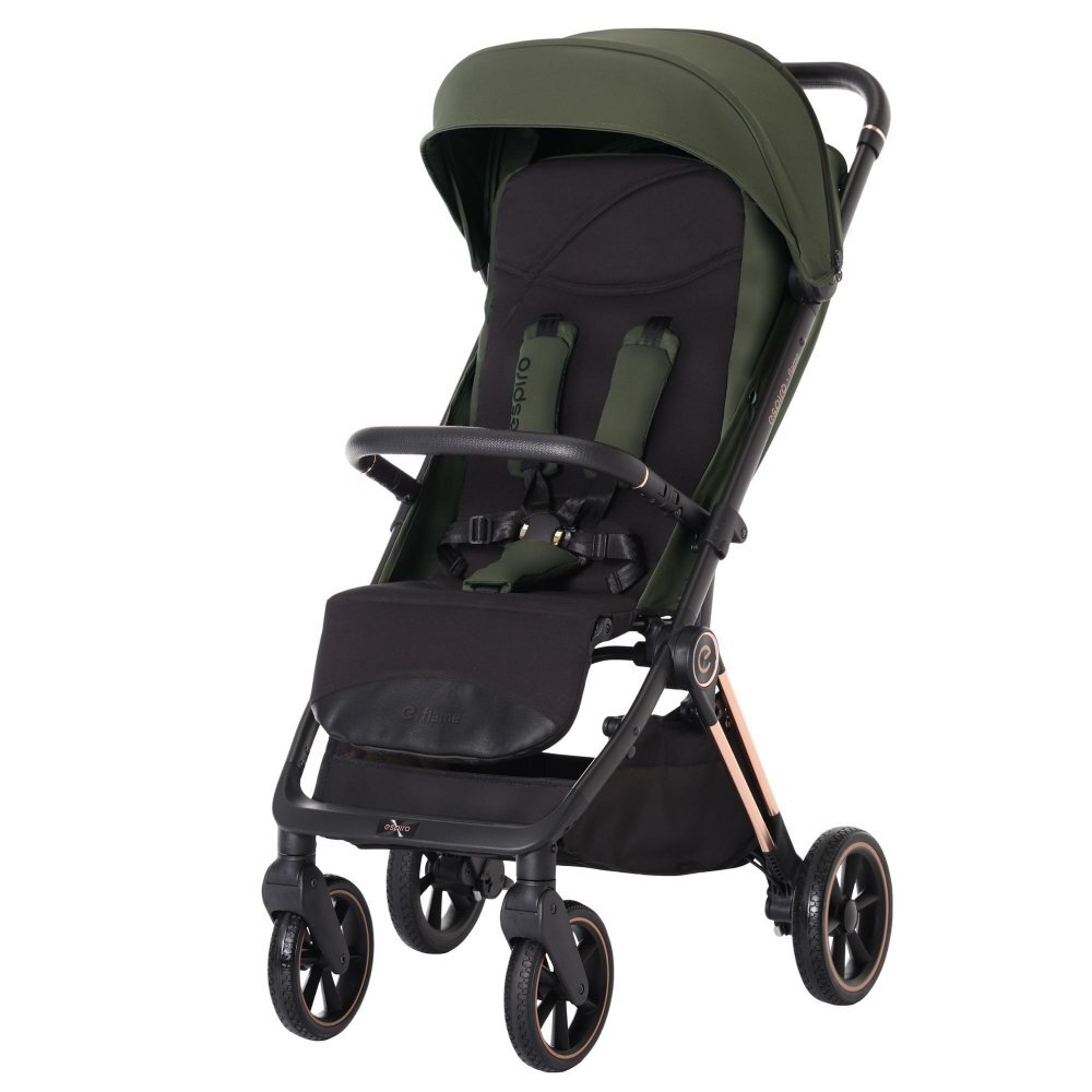 Espiro Carucior pentru copii Flame Green 0-22 kg pliabil cu suspensii spatar reglabil geanta husa pentru picioare si suport pentru pahar