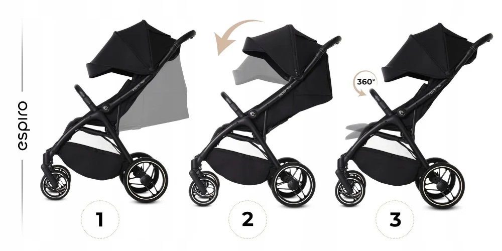 Espiro Carucior pentru copii Flow Vanilla 0-22 kg cu suspensii suport reglabil pentru picioare bara de protectie pivotanta accesorii incluse
