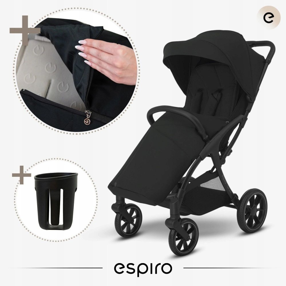 Espiro Carucior pentru copii Fuel Pro Energy taupe 0-22 kg pliabil cu suspensii spatar reglabil suport pentru pahar si husa pentru picioare