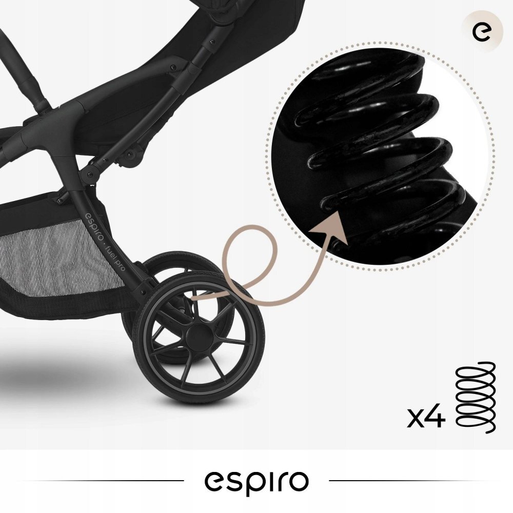 Espiro Carucior pentru copii Fuel Pro Energy taupe 0-22 kg pliabil cu suspensii spatar reglabil suport pentru pahar si husa pentru picioare
