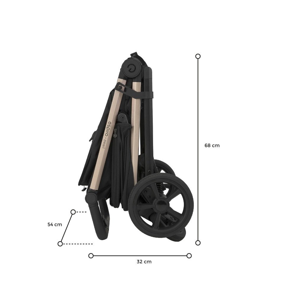 Espiro Carucior pentru copii Pearl Black 0-22 kg pliabil cu suspensii maner reglabil spatar reglabil suport pentru pahar si husa pentru picioare