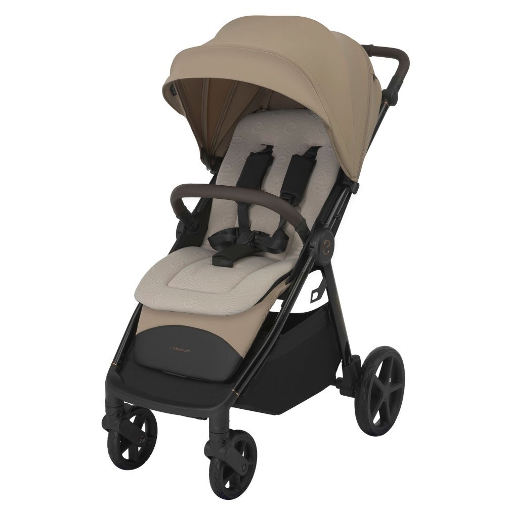 Espiro Carucior pentru copii Wave Pro Beige 0-22 kg pliabil cu suspensii spatar reglabil husa pentru picioare si geanta