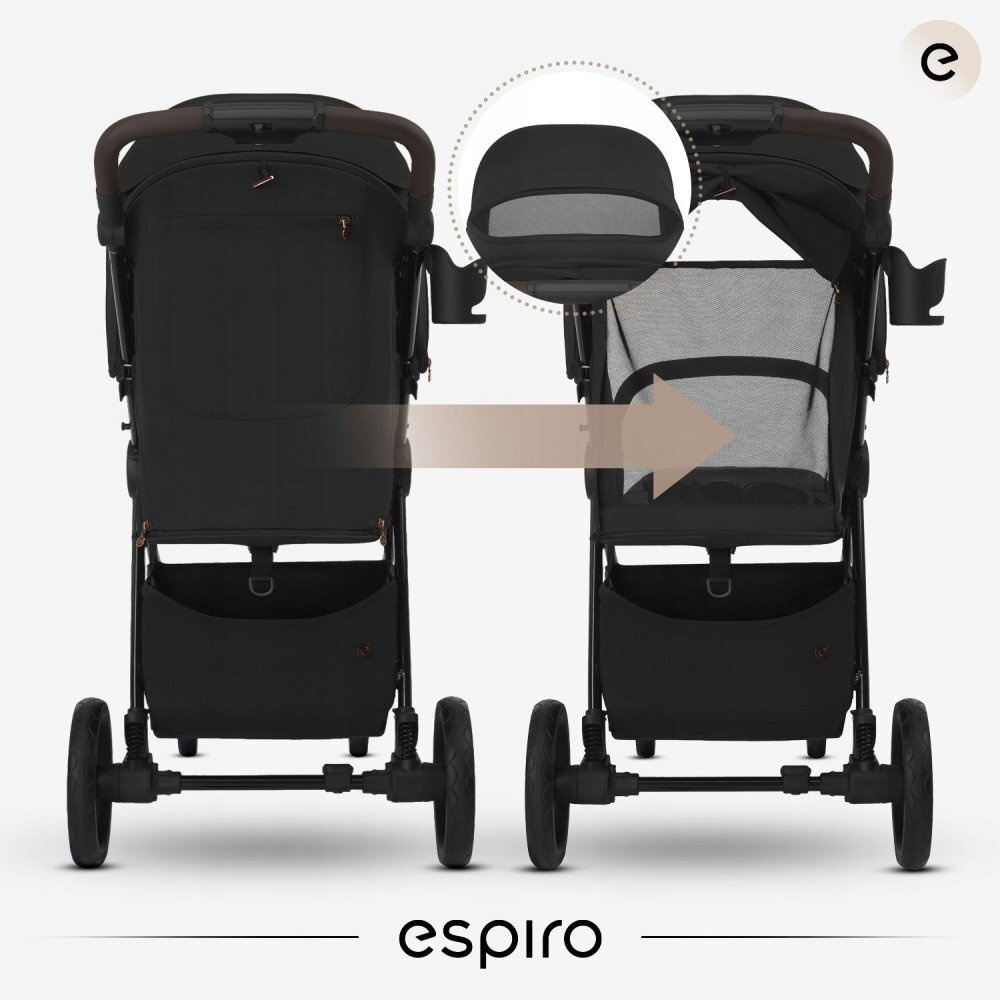 Espiro Carucior pentru copii Wave Pro Beige 0-22 kg pliabil cu suspensii spatar reglabil husa pentru picioare si geanta