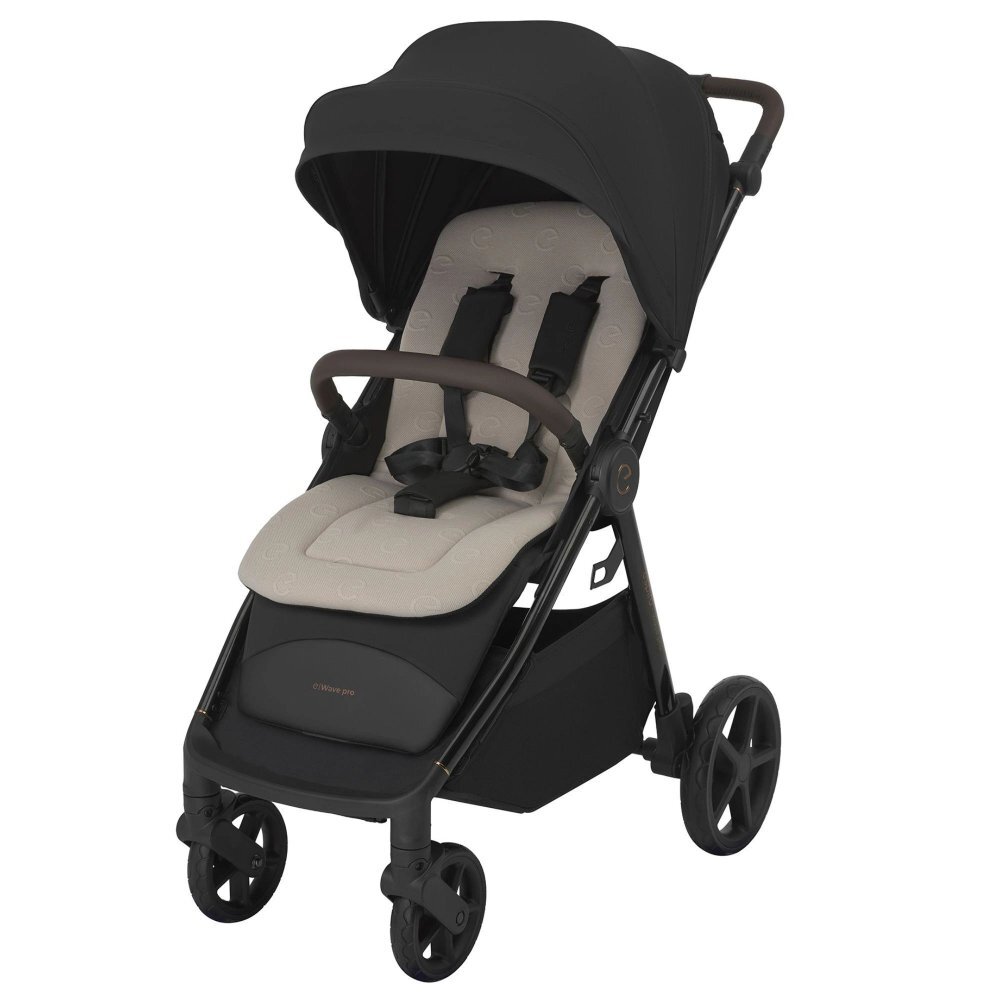 Espiro Carucior pentru copii Wave Pro Black 0-22 kg pliabil cu suspensii spatar reglabil husa pentru picioare si geanta