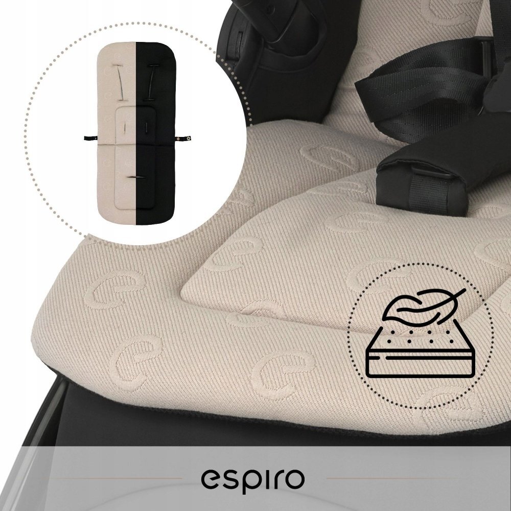 Espiro Carucior pentru copii Wave Pro Black 0-22 kg pliabil cu suspensii spatar reglabil husa pentru picioare si geanta
