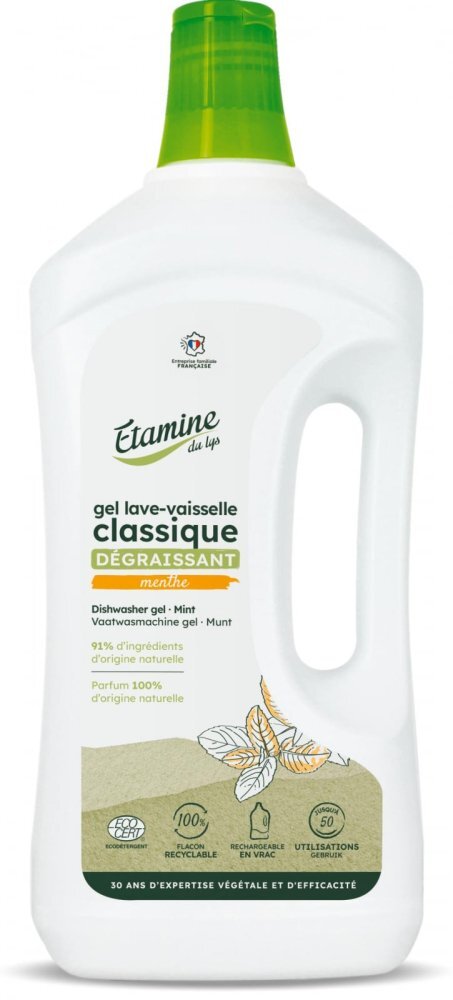 Etamine du Lys Gel spalare si dedurizare Bio pentru masina de spalat vase Etamine parfum menta 1 litru