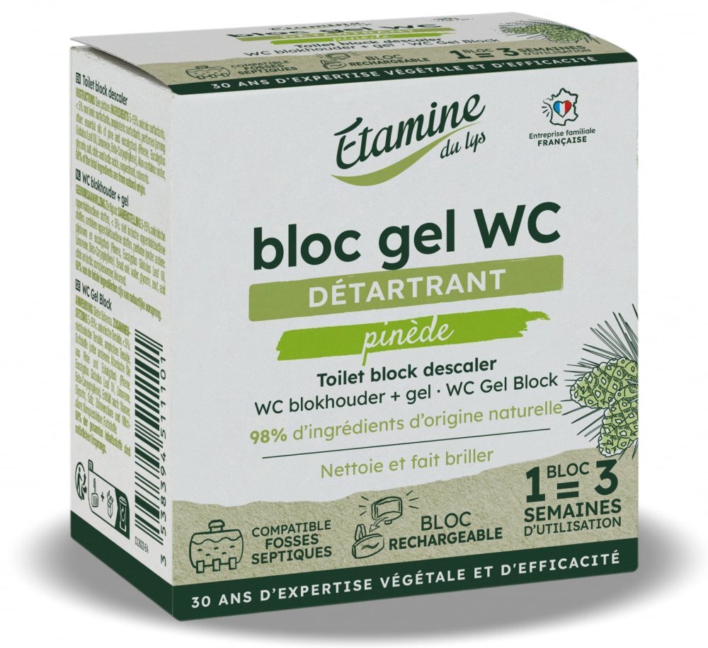 Etamine du Lys Pastila gel + suport pentru curatare si detartrare toaleta Etamine parfum pin si eucalipt 50 ml