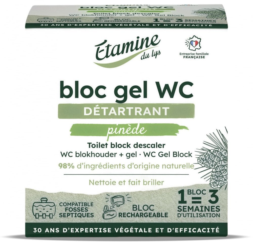 Etamine du Lys Pastila gel + suport pentru curatare si detartrare toaleta Etamine parfum pin si eucalipt 50 ml