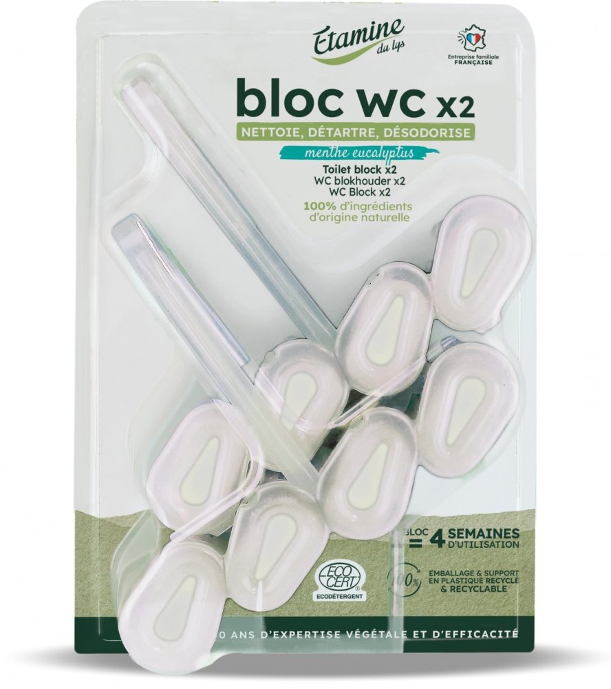 Etamine du Lys Pastile Bio curatare detartrare si odorizare toaleta Etamine parfum menta si eucalipt 2 bucati