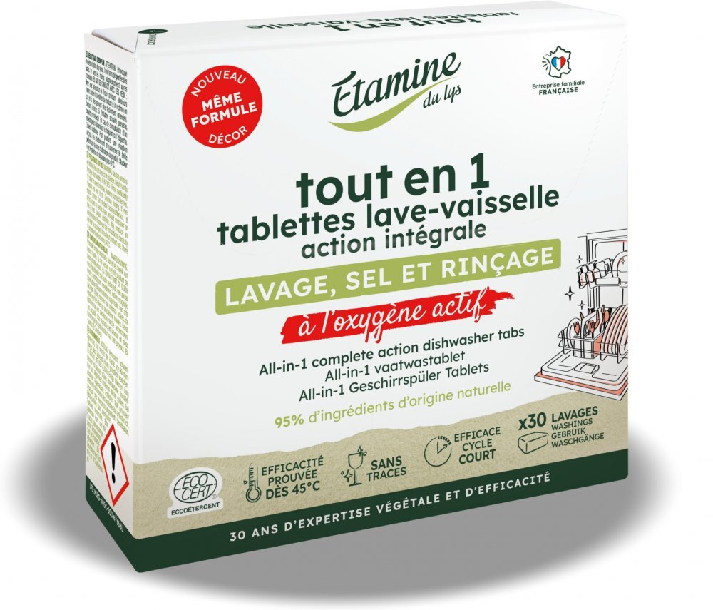 Etamine du Lys Tablete Bio fara parfum all-in-1 spalare sare clatire Etamine pentru masina de spalat vase 30 bucati