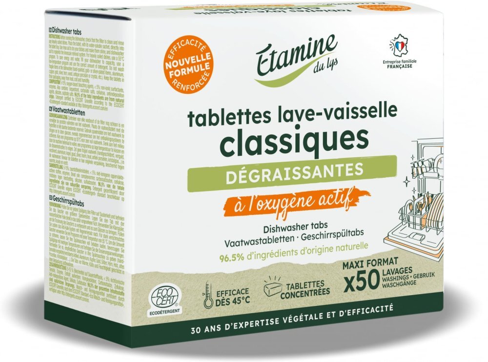 Etamine du Lys Tablete eco clasice fara parfum pentru masina de spalat vase Etamine cu oxigen activ 50 bucati
