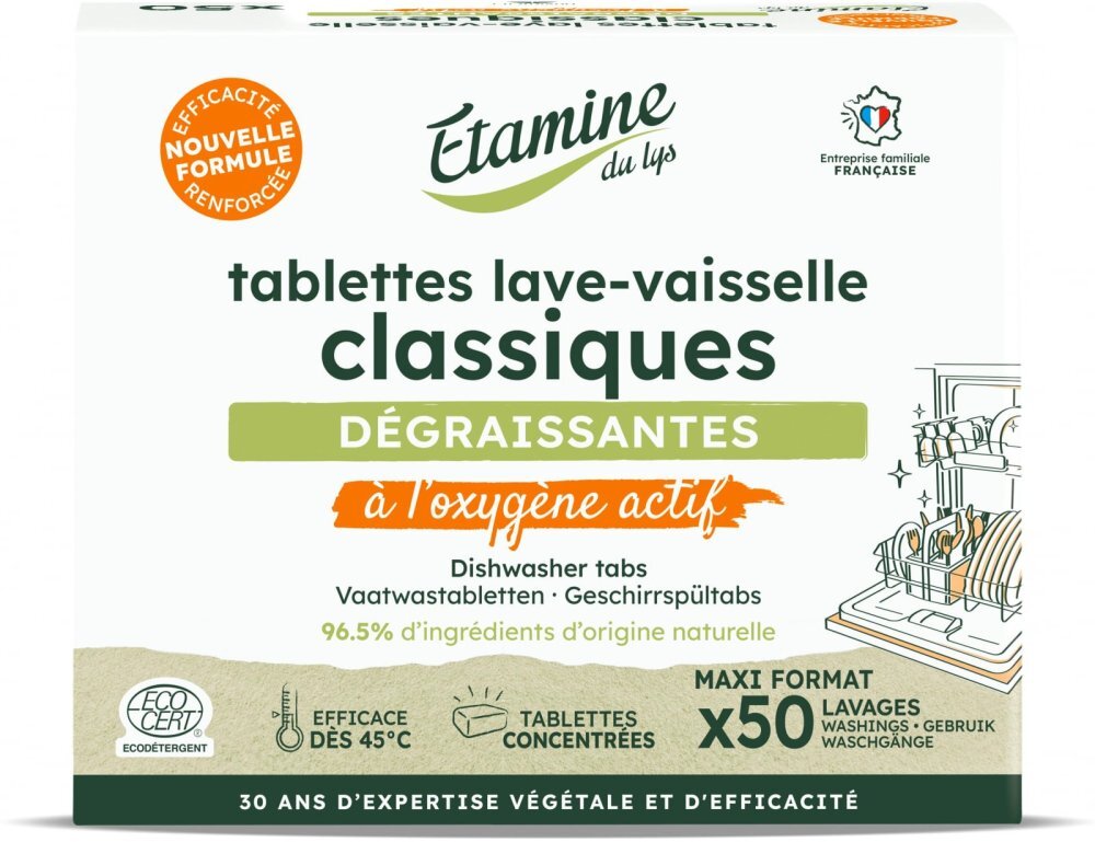 Etamine du Lys Tablete eco clasice fara parfum pentru masina de spalat vase Etamine cu oxigen activ 50 bucati