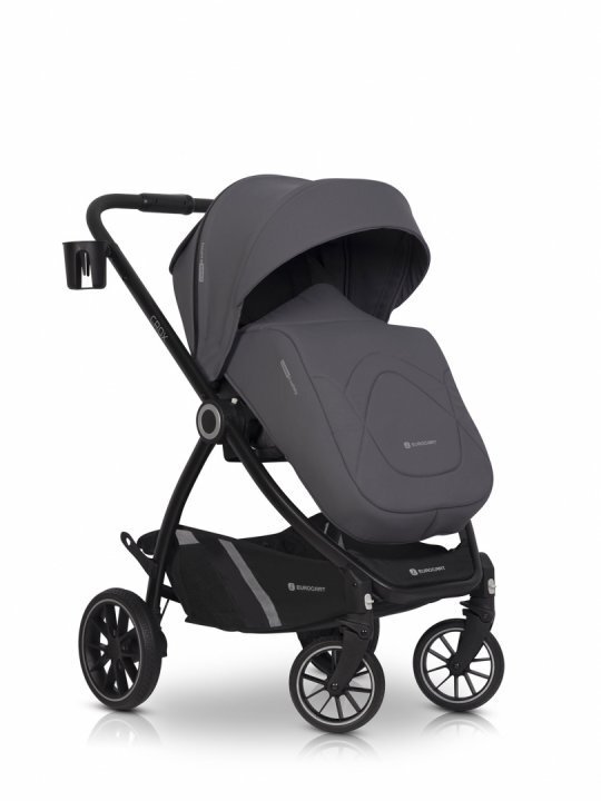 Euro-Cart Carucior 2 in 1 pentru copii Crox compus din doua piese distincte cadrul de aluminiu Roti mari Scaun reversibil capotina si husa de picioruse cu Geanta si accesorii incluse pana la 22 kg Iron