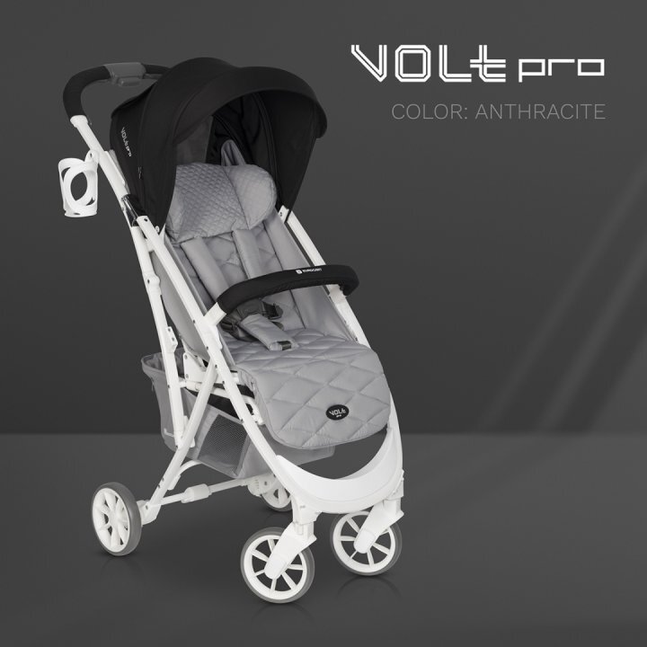 Euro-Cart Carucior cu spatar reglabil omologat pana la 22kg Volt Olt Pro Anthracite extrem de mic la pliere cadru de aluminiu roti cu suspensii spatar reglabil in 3 pozitii accesorii incluse