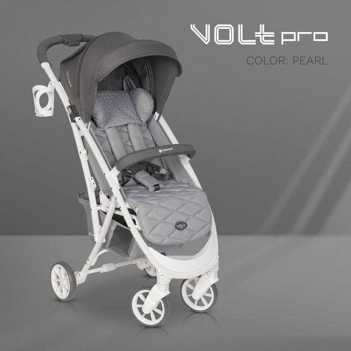 Euro-Cart Carucior cu spatar reglabil omologat pana la 22kg Volt Olt Pro Pearl extrem de mic la pliere cadru de aluminiu roti cu suspensii spatar reglabil in 3 pozitii accesorii incluse