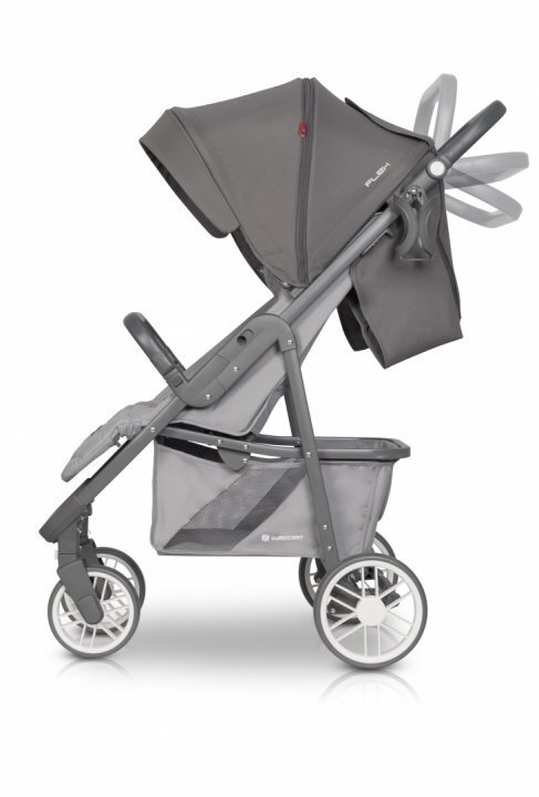 Euro-Cart Carucior nou nascut Flex omologat pana la 22 kg Anthracite cu spatar reglabil in 3 pozitii cadru din aluminiu roti cu suspensii si accesorii incluse