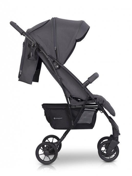 Euro-Cart Carucior pentru copii Volt Pro omologat pana la 22 kg Iron Black Edition ultracompact pliabil cu o singura mana spatar reglabil in 3 pozitii roti cu suspensie