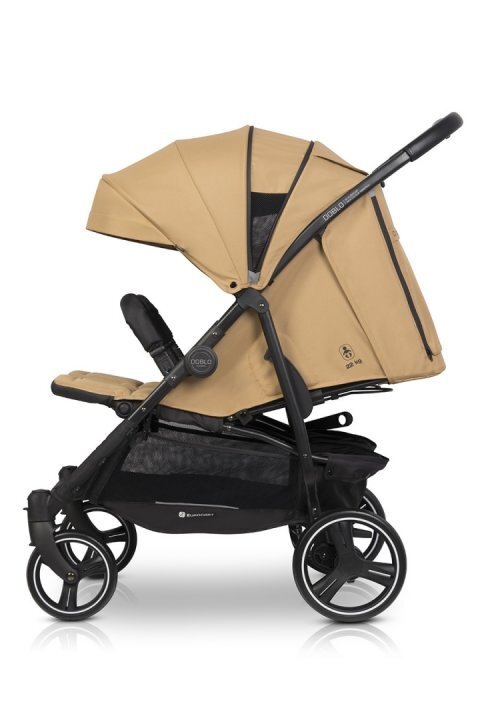Euro-Cart Carucior pentru gemeni 2 in 1 Euro Cart Doblo Camel cu Landouri pliabil cu suspensii spatar reglabil copertina reglabila si accesorii incluse greutate maxim admisa 22 kg