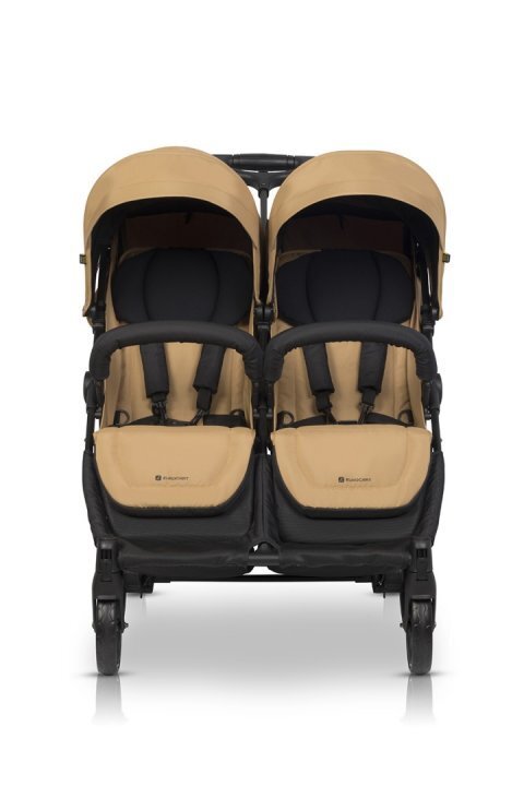 Euro-Cart Carucior pentru gemeni 2 in 1 Euro Cart Doblo Camel cu Landouri pliabil cu suspensii spatar reglabil copertina reglabila si accesorii incluse greutate maxim admisa 22 kg