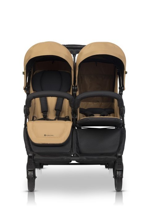 Euro-Cart Carucior pentru gemeni 2 in 1 Euro Cart Doblo Camel cu Landouri pliabil cu suspensii spatar reglabil copertina reglabila si accesorii incluse greutate maxim admisa 22 kg