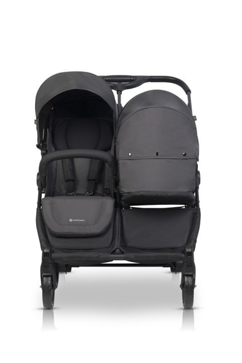 Euro-Cart Carucior pentru gemeni 2 in 1 Euro Cart Doblo Iron cu Landouri pliabil cu suspensii spatar reglabil copertina reglabila si accesorii incluse greutate maxim admisa 22 kg