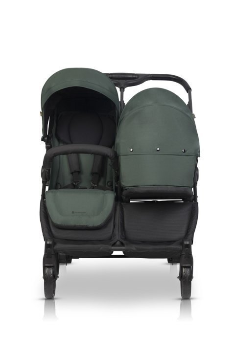 Euro-Cart Carucior pentru gemeni 2 in 1 Euro Cart Doblo Jungle cu Landouri pliabil cu suspensii spatar reglabil copertina reglabila si accesorii incluse greutate maxim admisa 22 kg