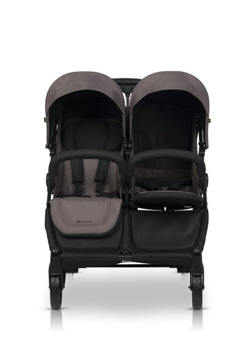 Euro-Cart Carucior pentru gemeni 2 in 1 Euro Cart Doblo Taupe cu Landouri pliabil cu suspensii spatar reglabil copertina reglabila si accesorii incluse greutate maxim admisa 22 kg