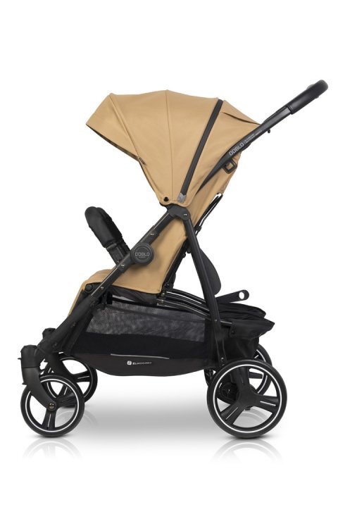 Euro-Cart Carucior pentru gemeni Euro Cart Doblo cu Spatar si Suport pentru picioare reglabile individual copertina reglabila husa calduroasa pentru picioare frana actionata prin pedala de la nastere pana la 22 kg Camel
