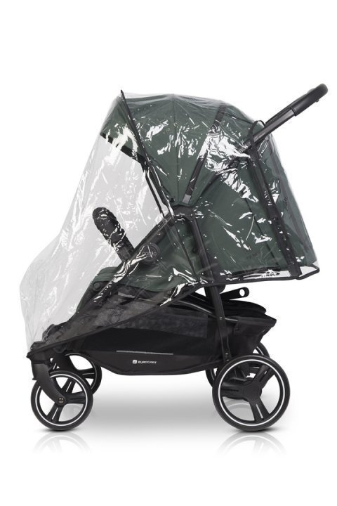 Euro-Cart Carucior pentru gemeni Euro Cart Doblo cu Spatar si Suport pentru picioare reglabile individual copertina reglabila husa calduroasa pentru picioare frana actionata prin pedala de la nastere pana la 22 kg Jungle